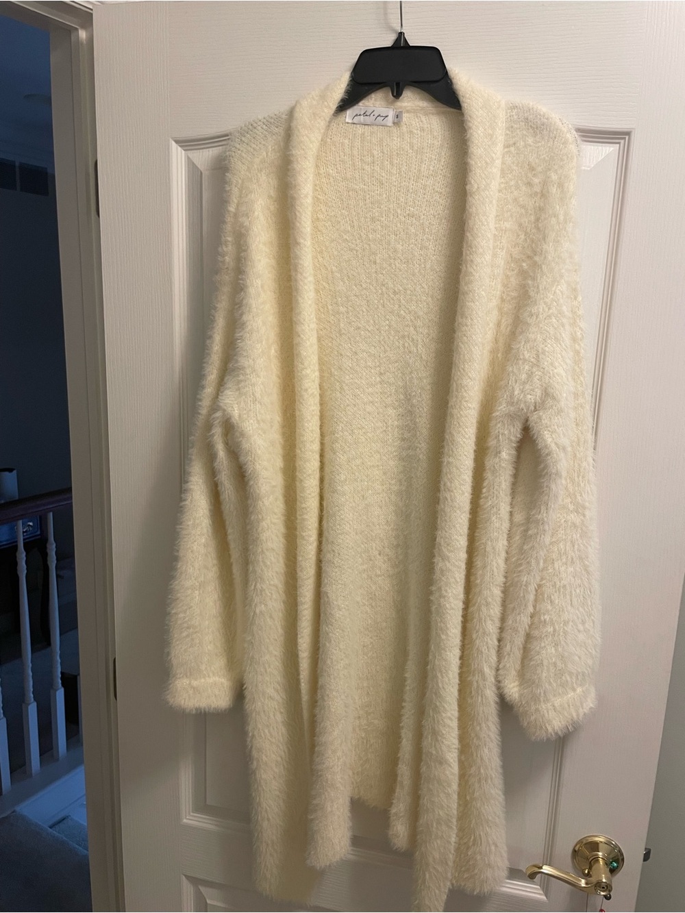 Petal & Pup Ivory Fuzzy Open-Front Cardigan